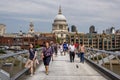 Architectural detail of The Millennium Bridge in the city of London, England Royalty Free Stock Photo